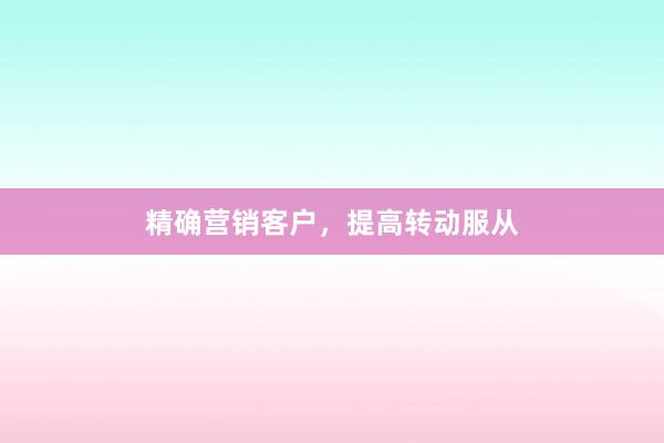精确营销客户，提高转动服从